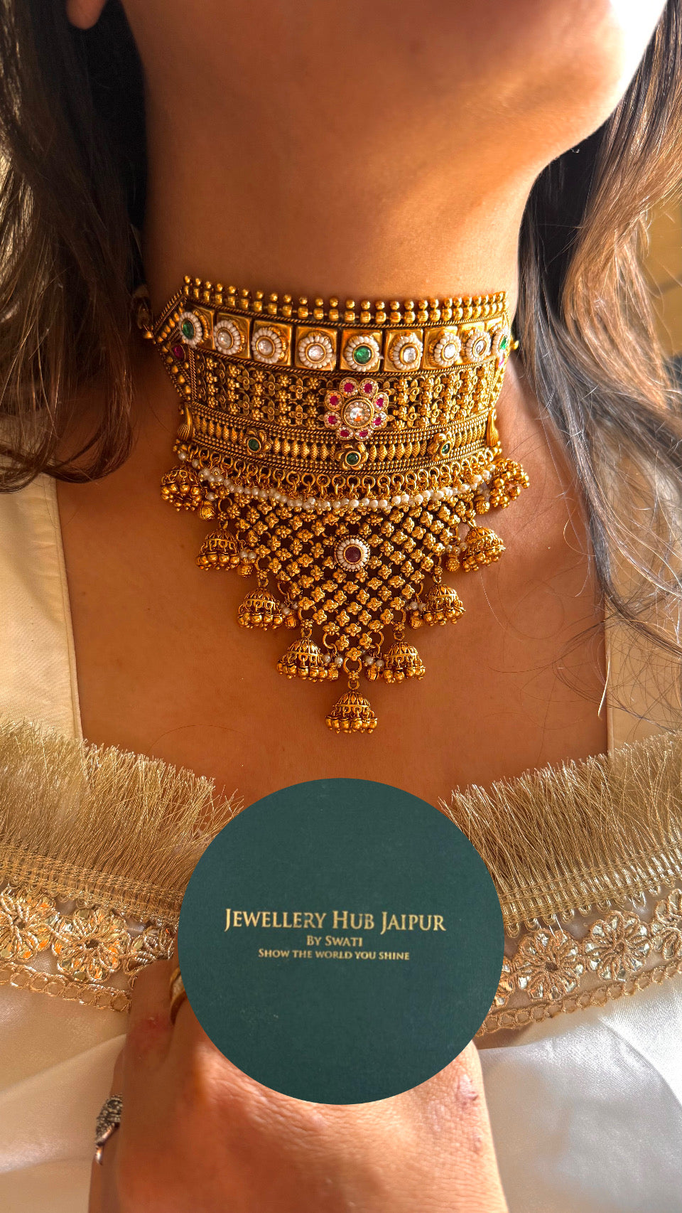 Floral emerald & rani pink paachi rajwadi Aad