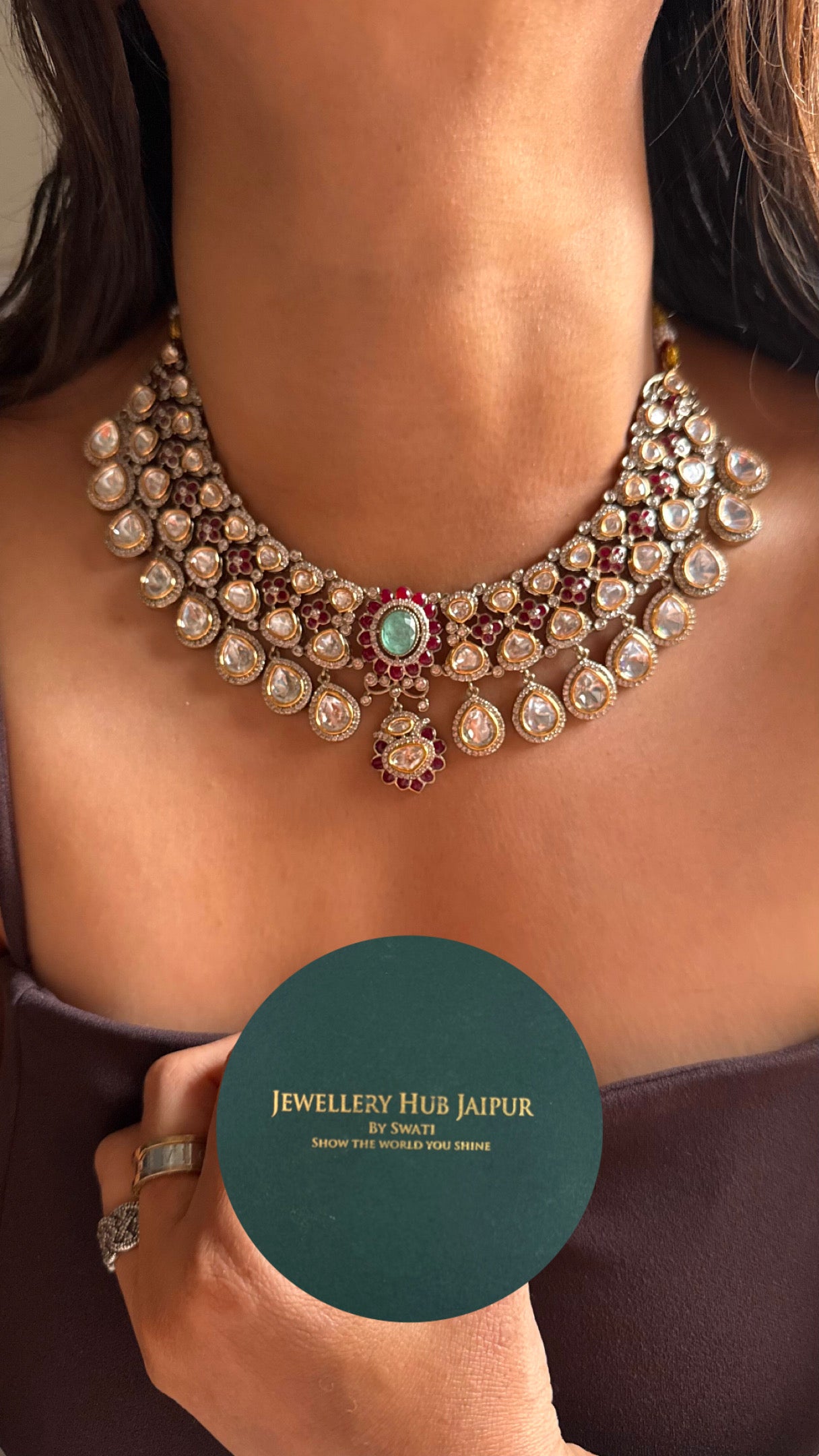 Vintage with mint doublet polki necklace