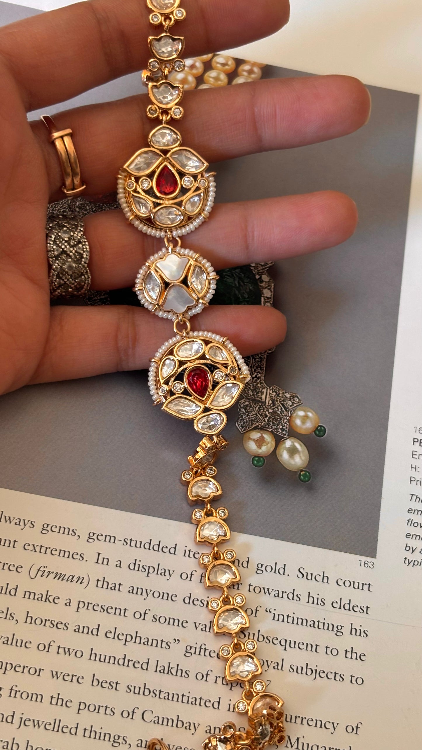 Ruby Kundan with mother of pearl Mathapati
