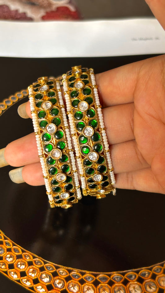 Emerald katdana gold bangles