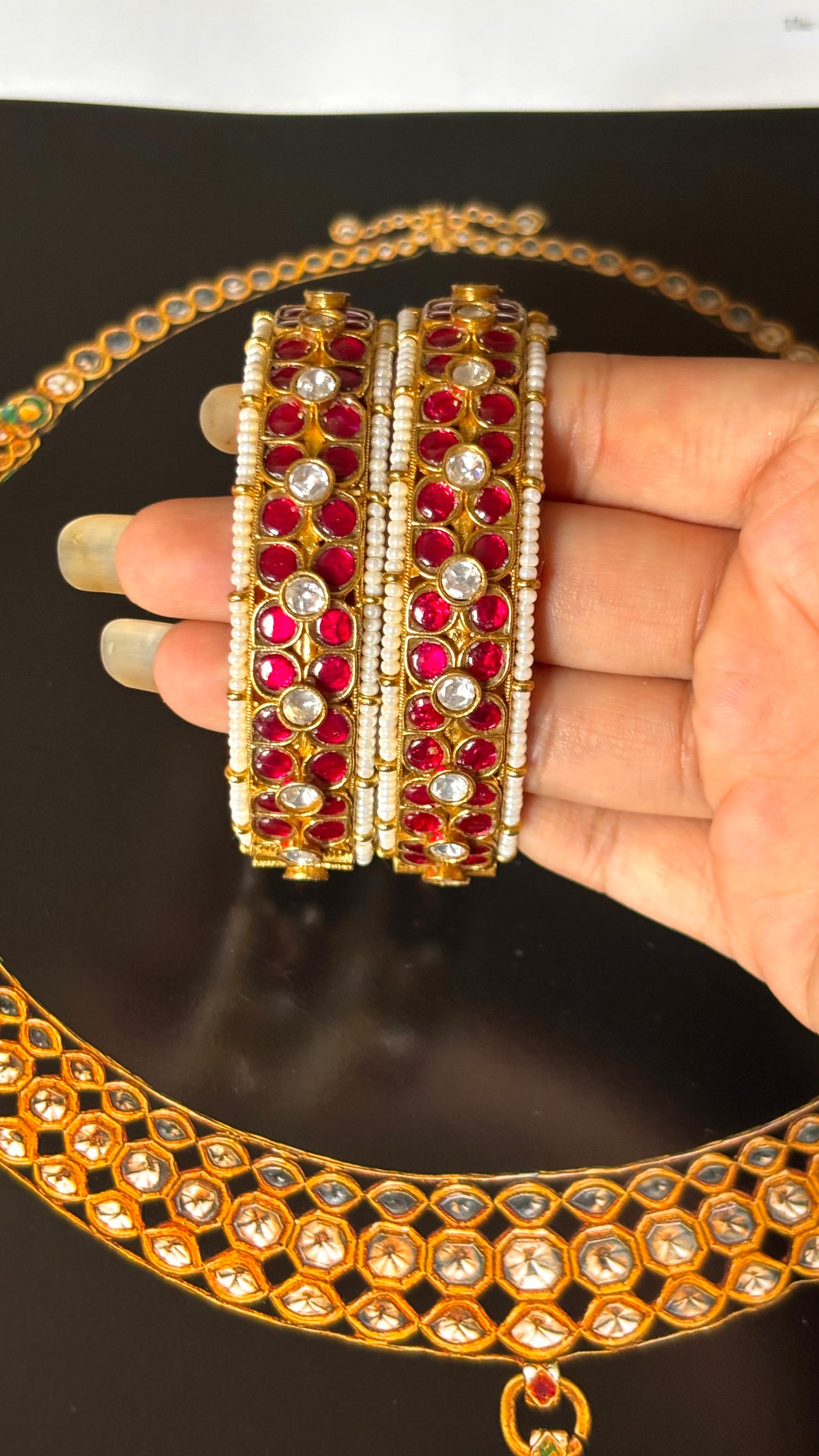 Rani pink katdana gold bangles