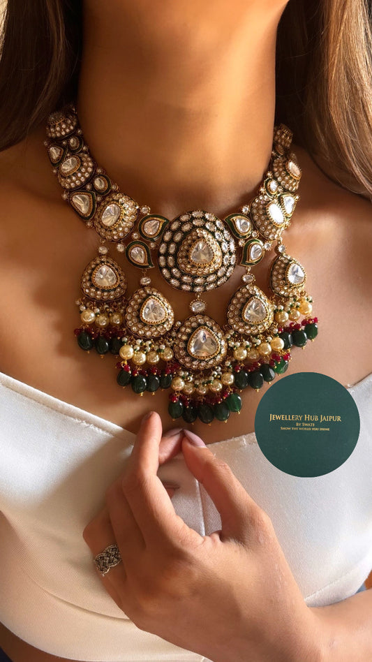 Emerald meenakari heritage choker