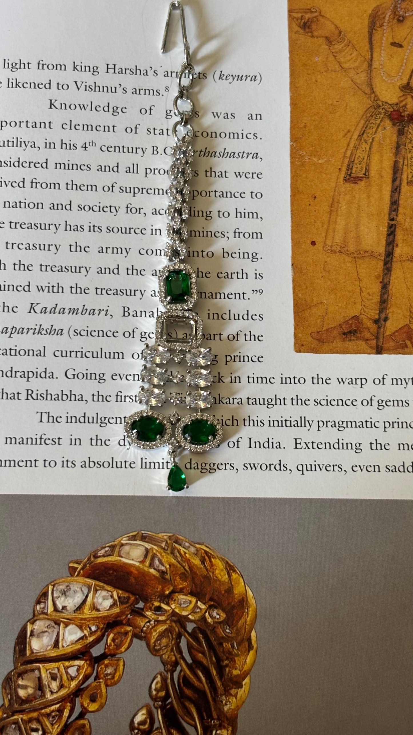 Emerald doublet cz diamond  maangtika