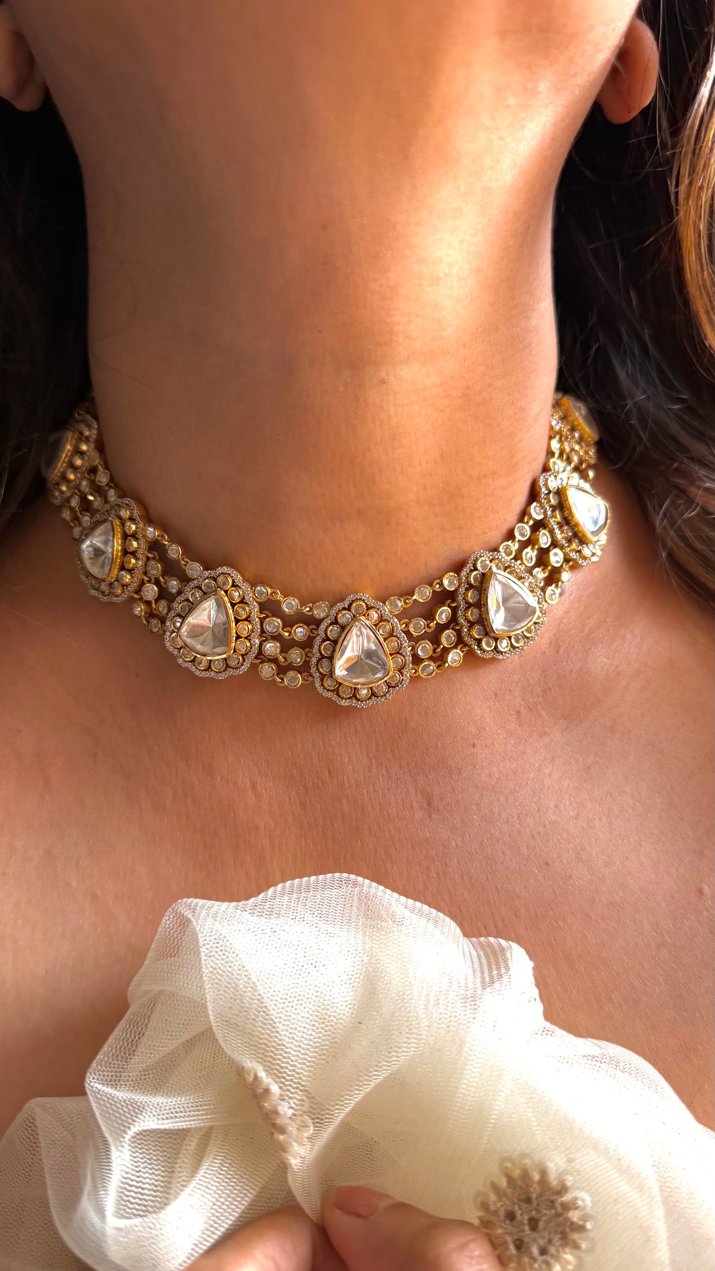 LV Shade Uncut Polki Designer Necklace