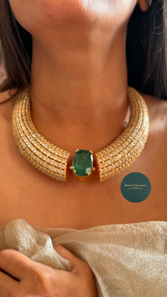 Doublet emerald necklace