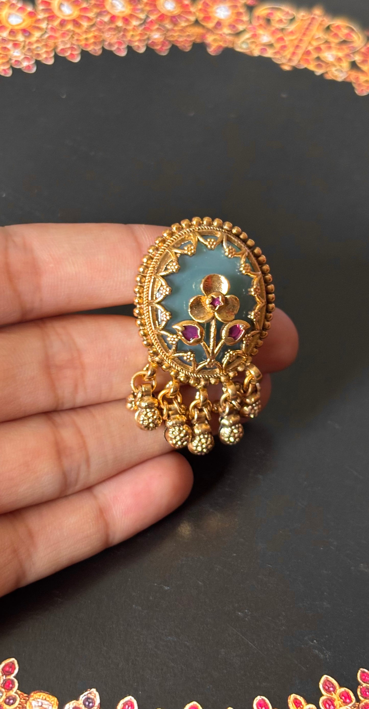 Azure petal rajwadi ring