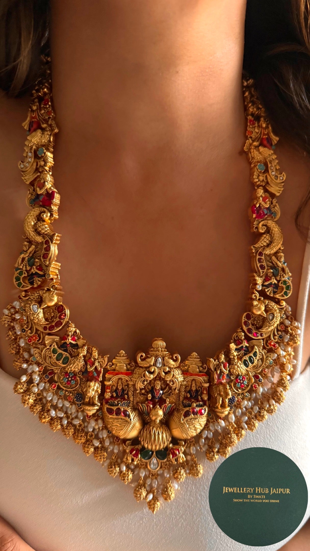 Lord brahma inspired designer temple nakashi Necklace