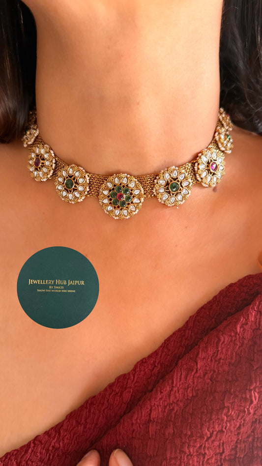 Emerald sabyasachi inspired floral choker