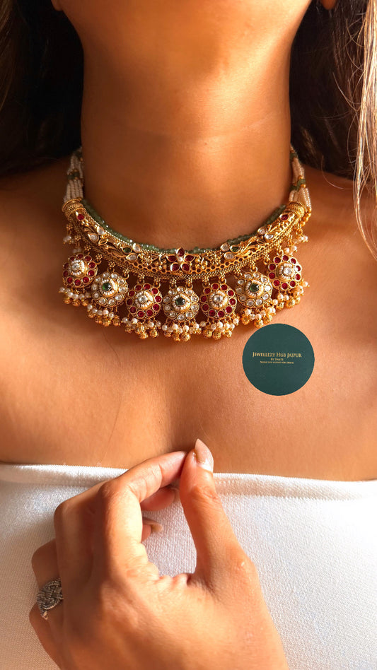 Rajwada rani pink & emerald  hasli