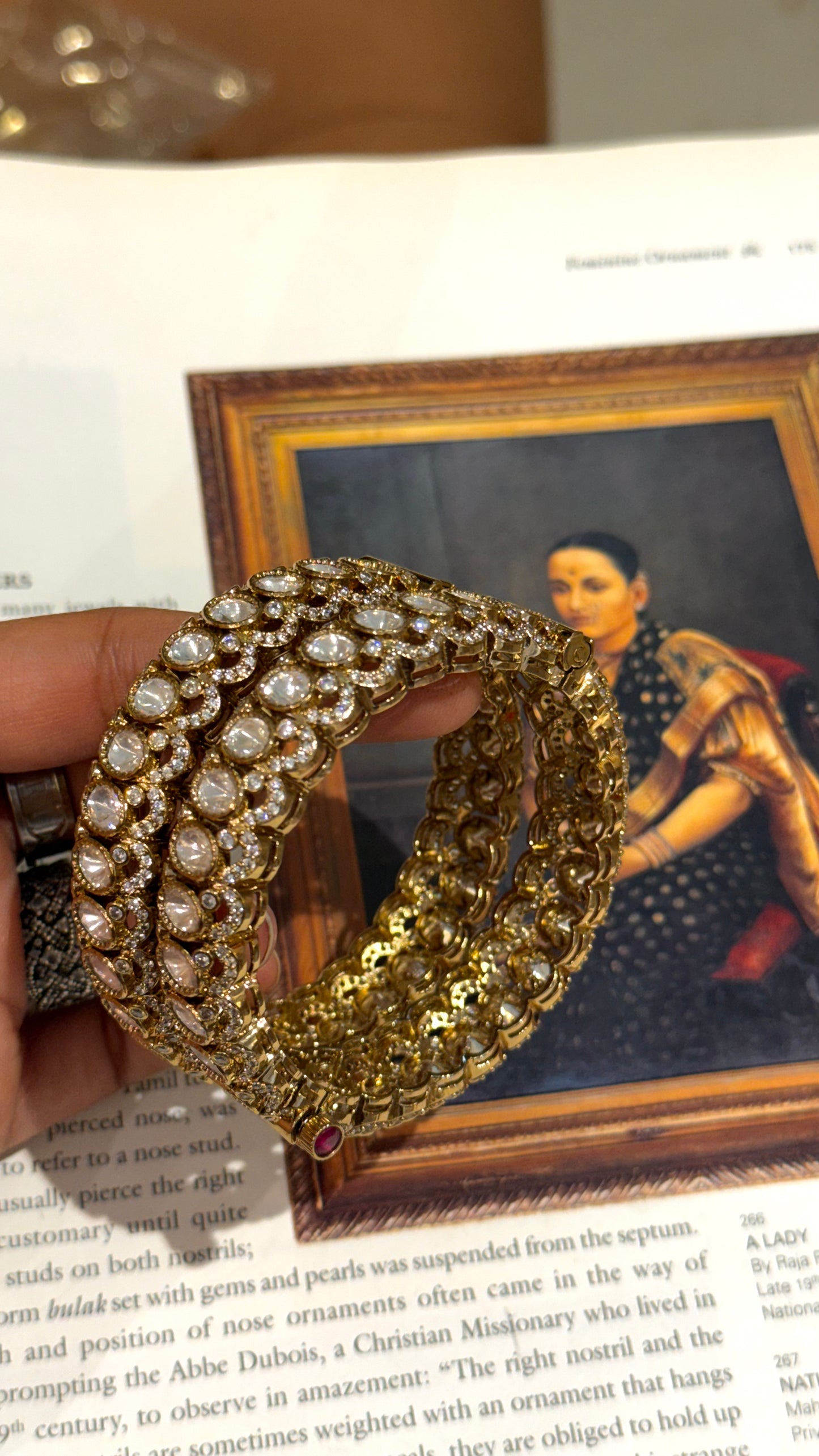 Victorian oval polki bangles with diamond detailing