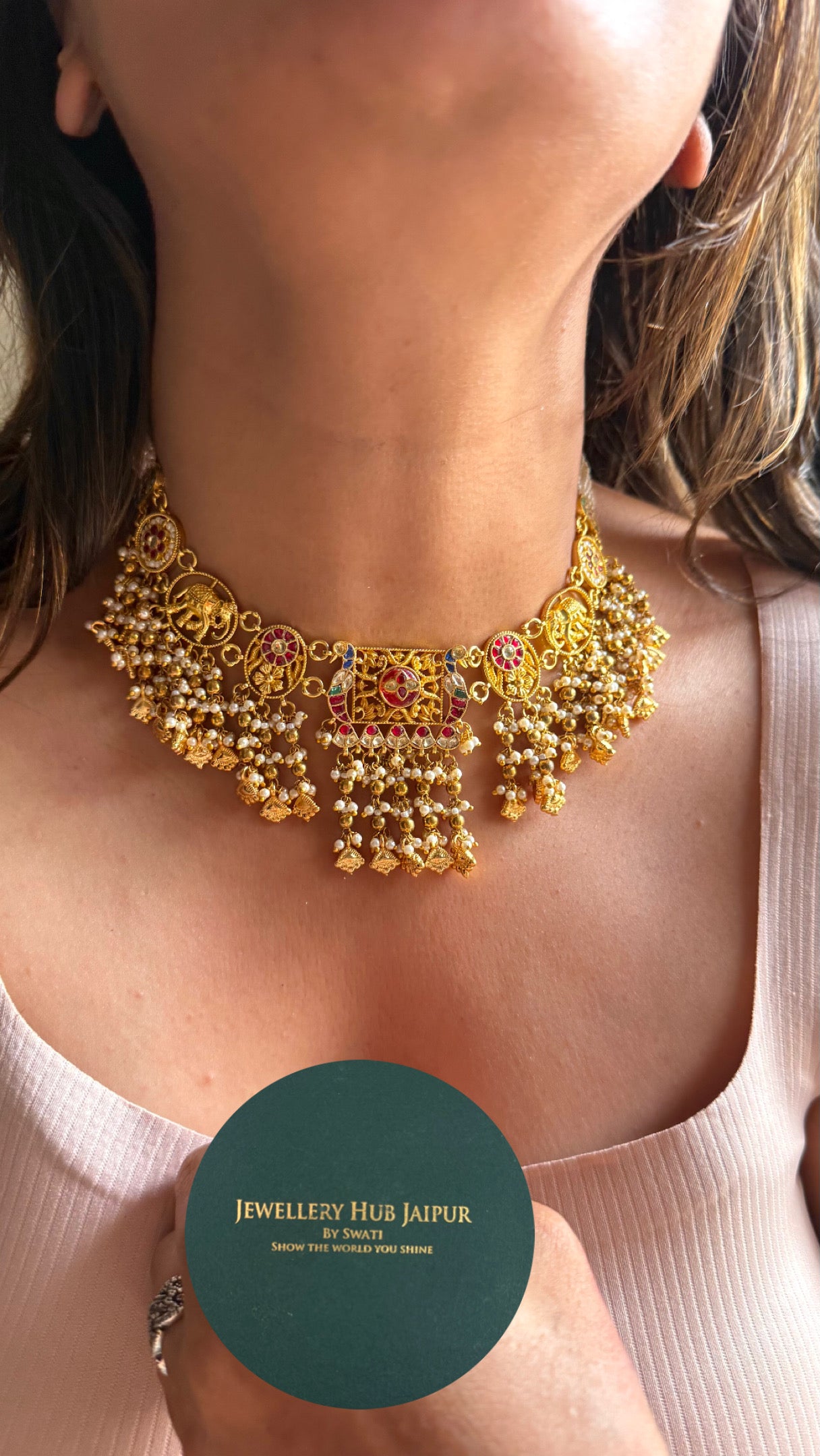 Heer golden rajwadi polki Kanthi necklace
