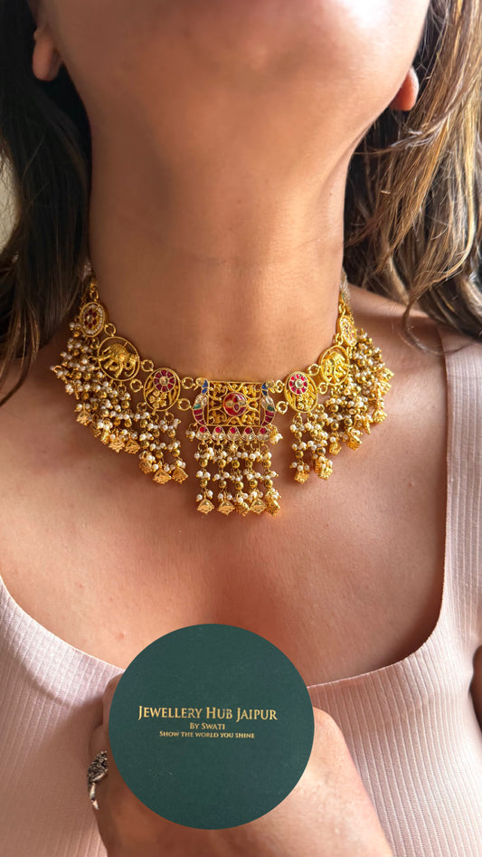 Heer golden rajwadi polki Kanthi necklace