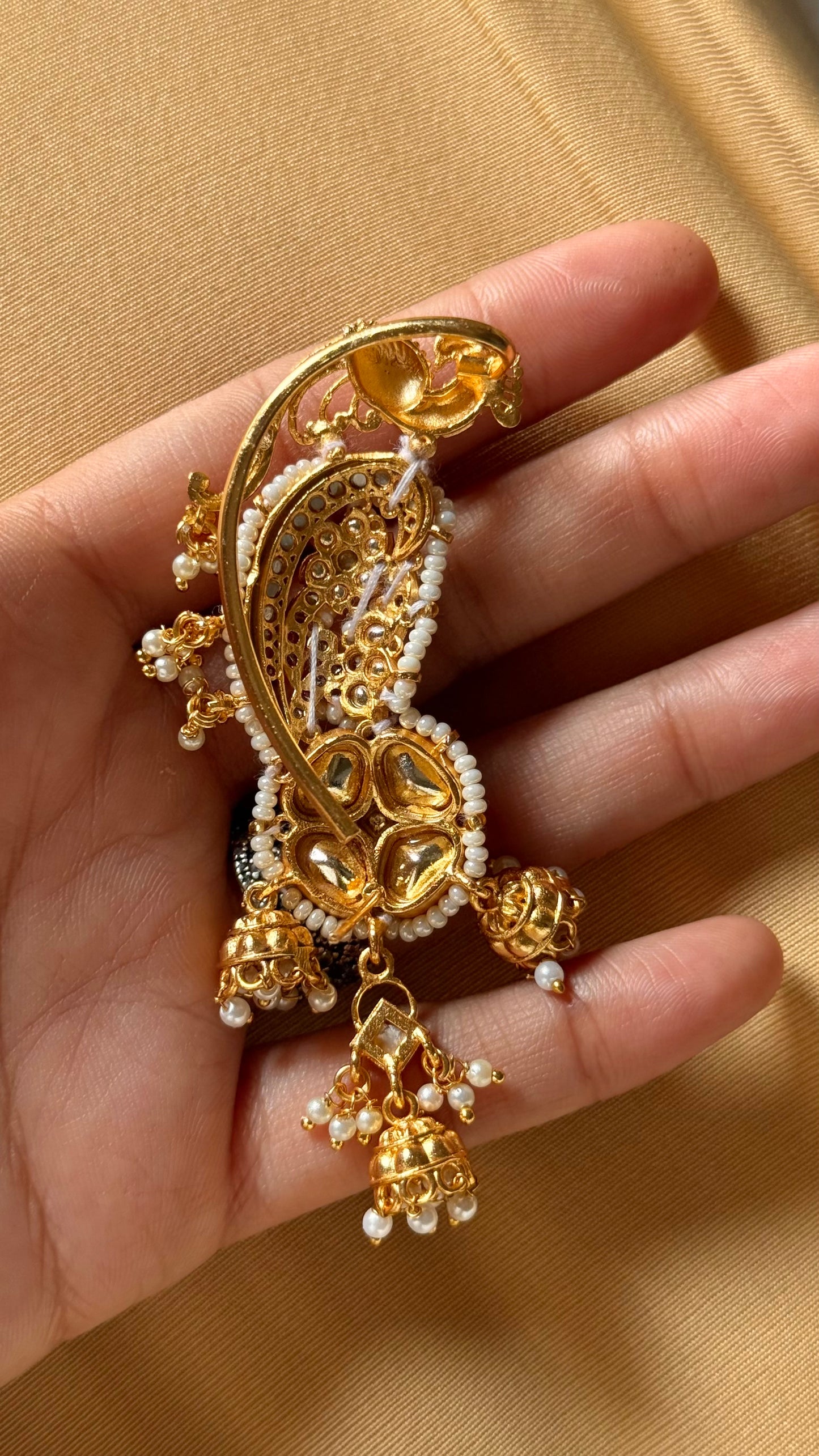 Heritage moissanite floral ear cuff