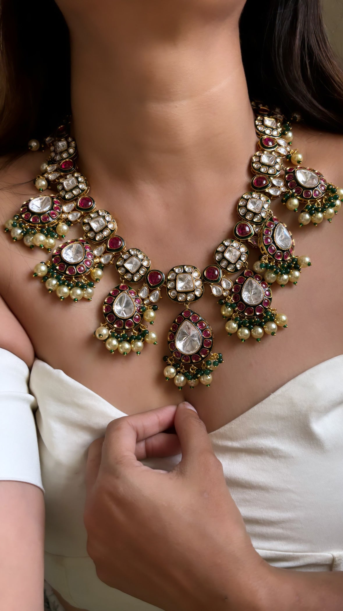 Maharani haar in ruby and emerald