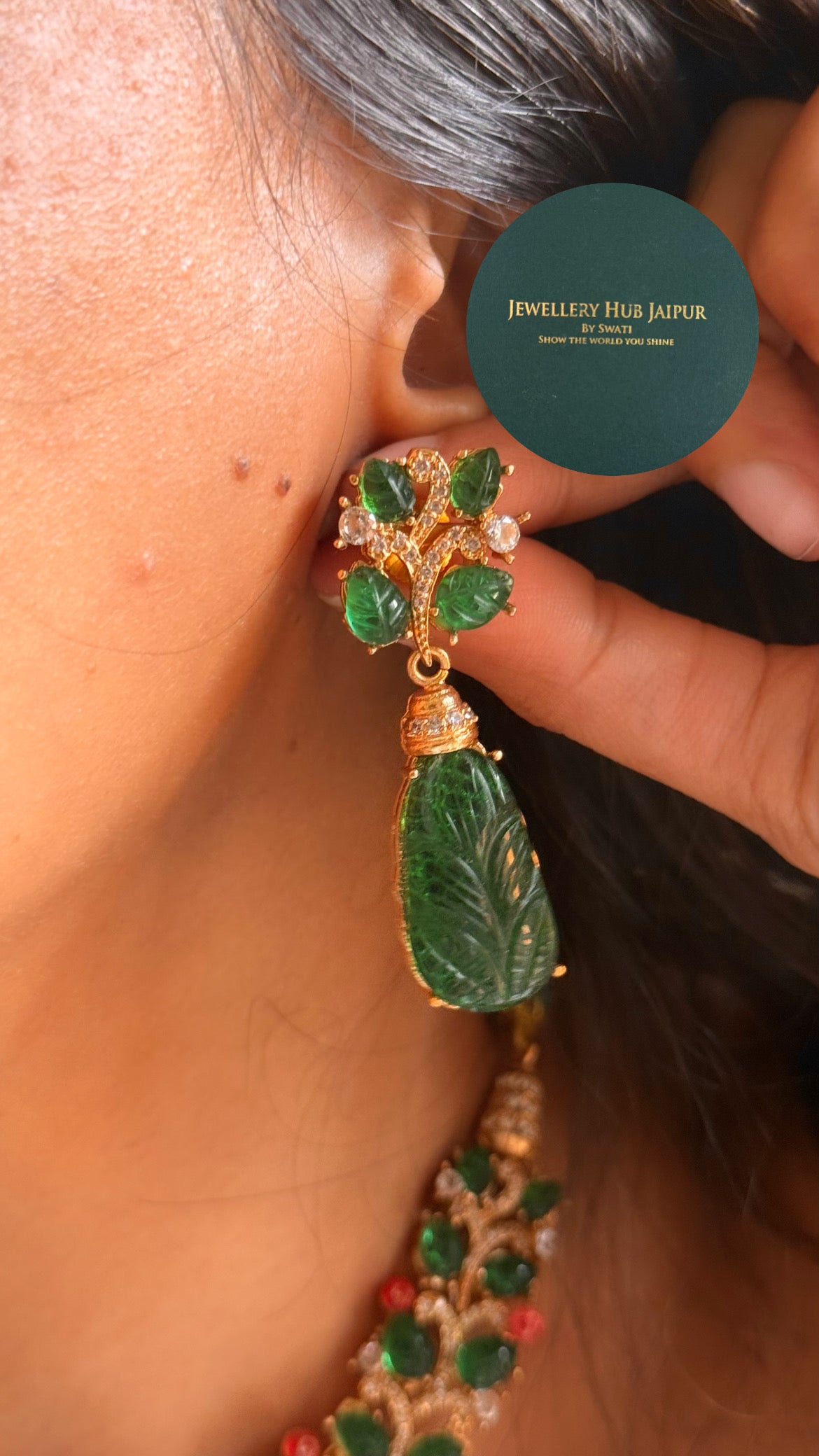 bvlgari inspired Ruby & emerald doublet floral designed collar set