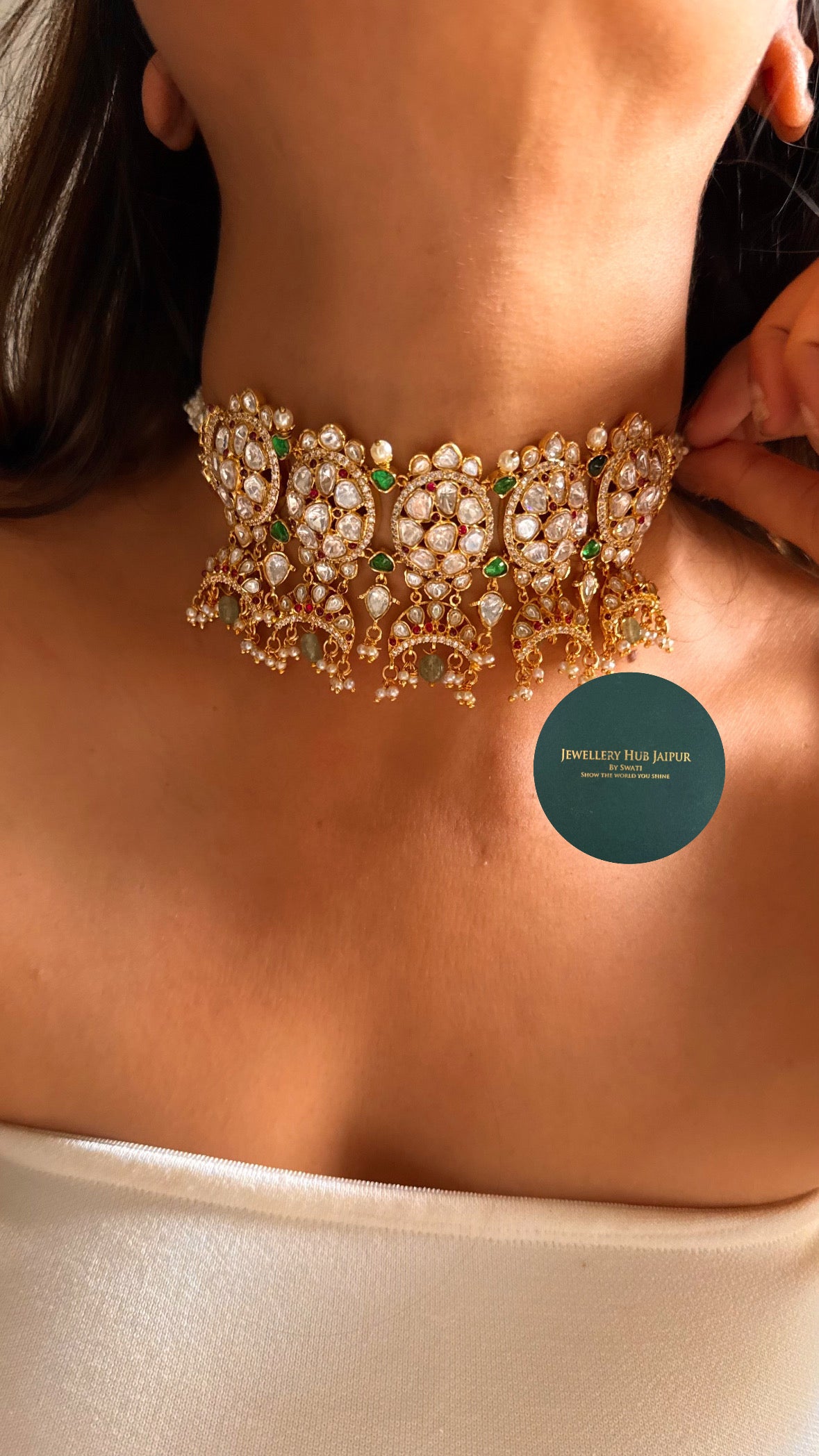 Emerald real moissanite choker set