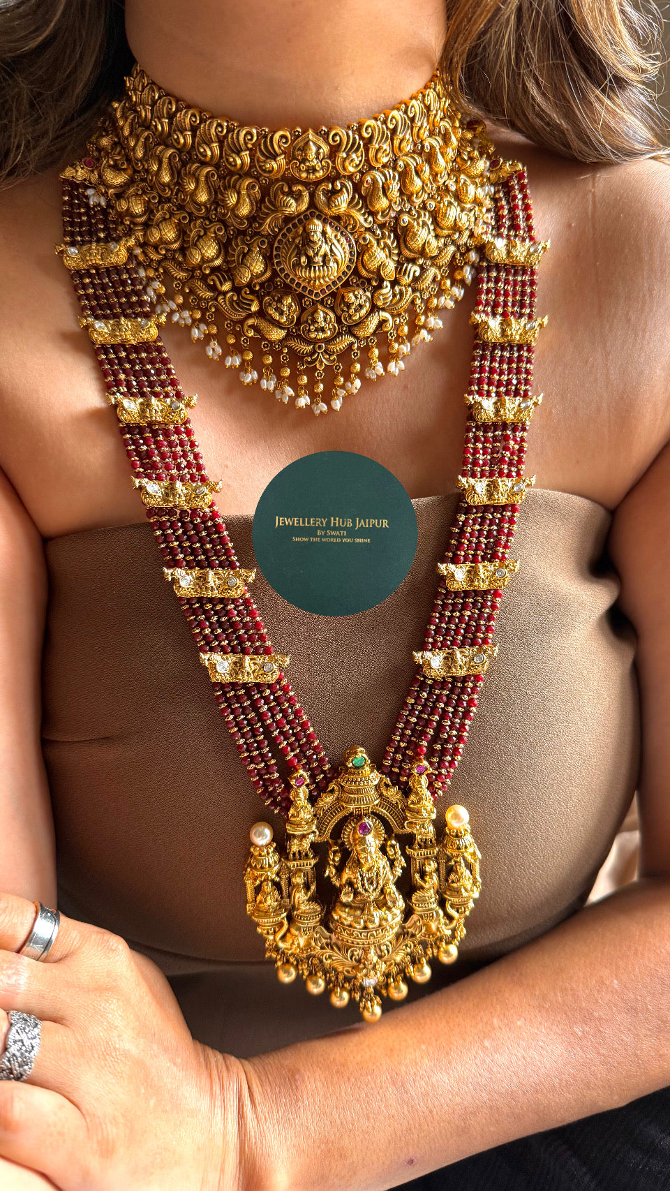 Goddess Laxmi Ruby Temple necklace combo