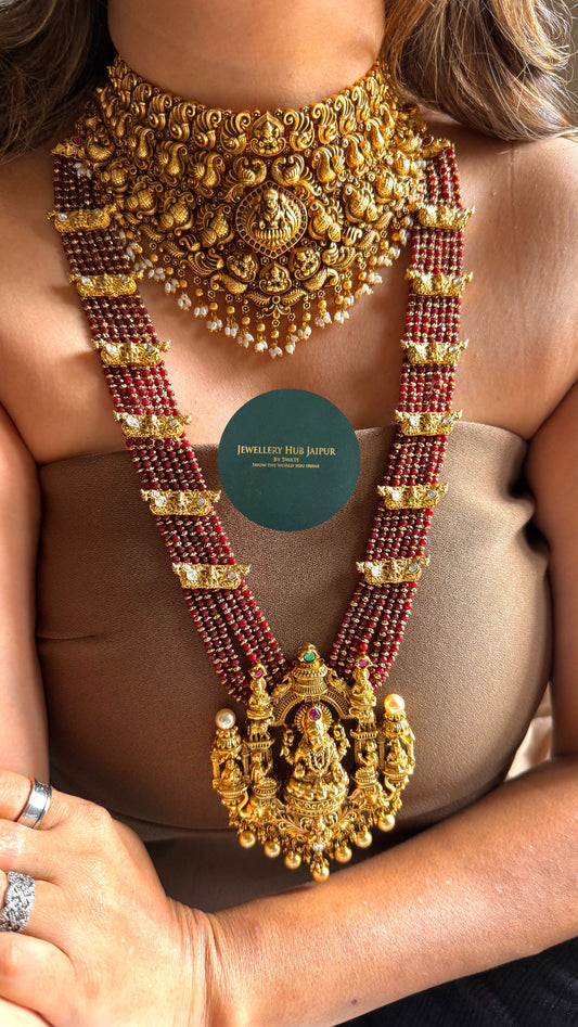 Goddess Laxmi Ruby Temple necklace combo