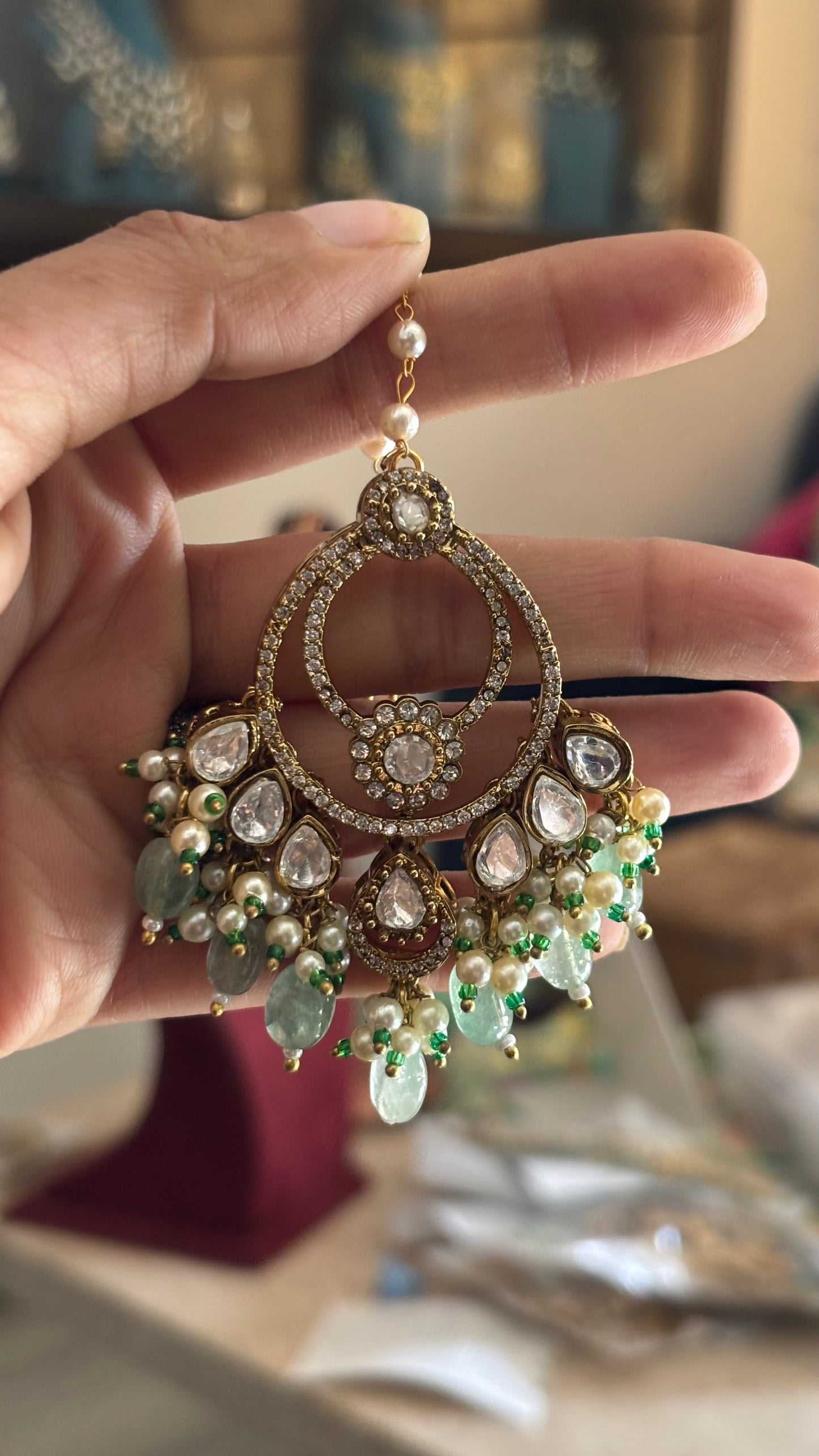 Mint Chandbali strawberry earrings