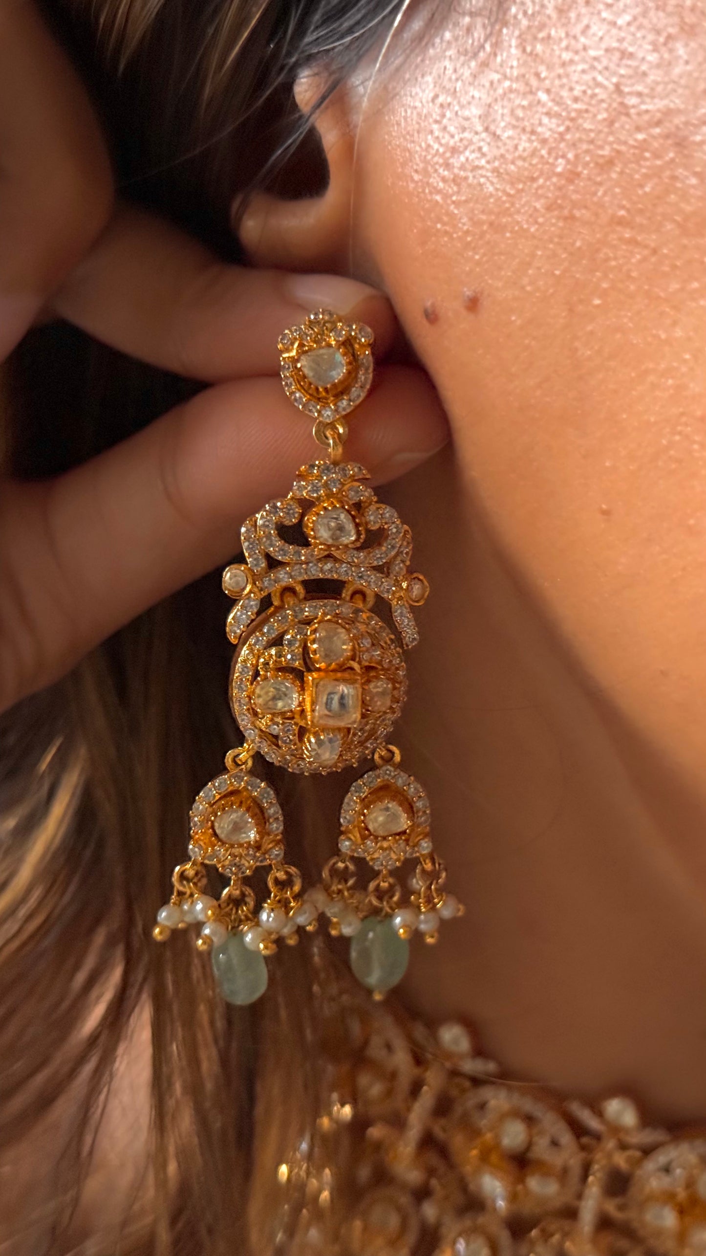 Real moissanite jhalar designer necklace