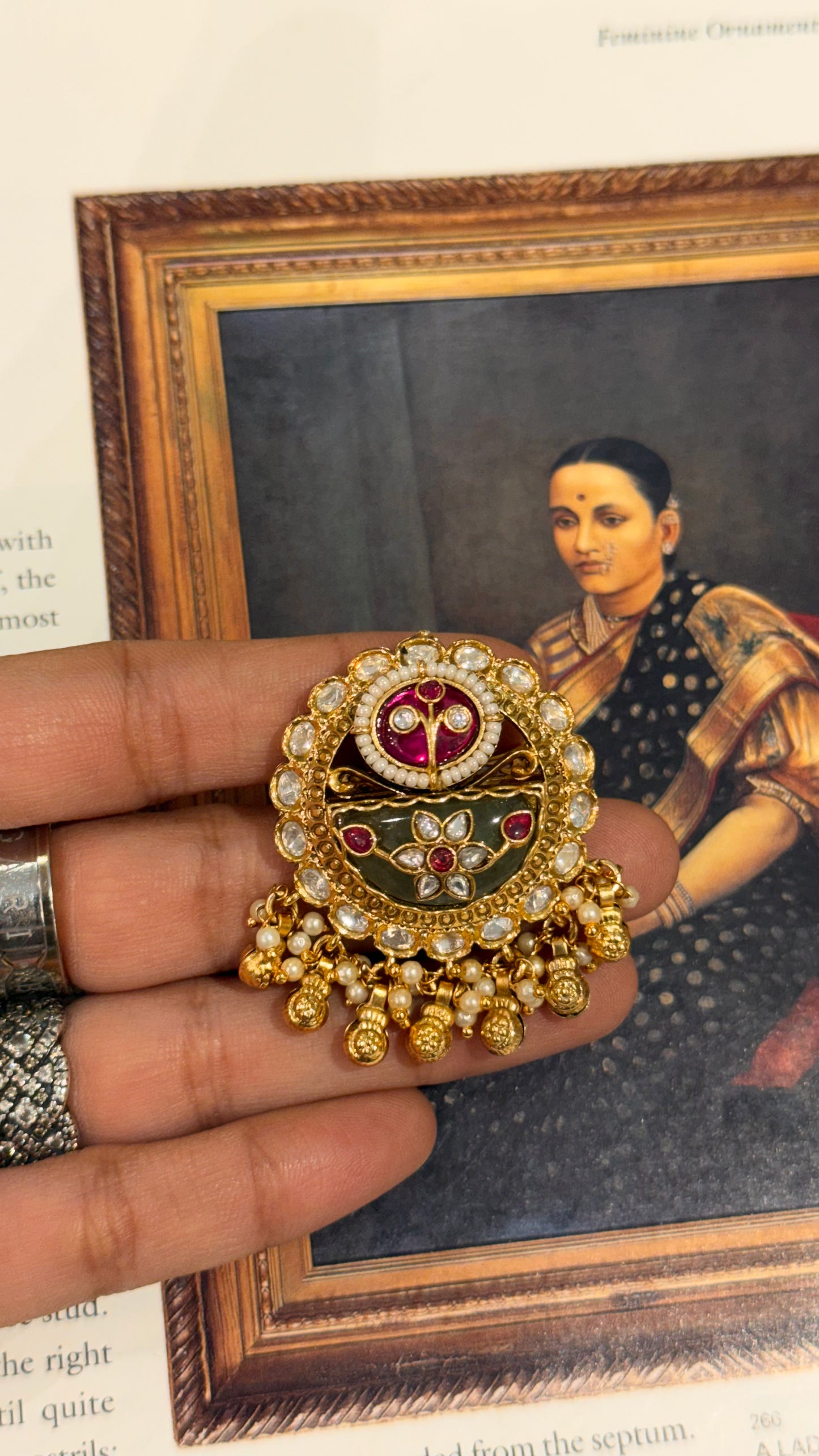 Mint & Rani pink Rajwada Nakshi ring
