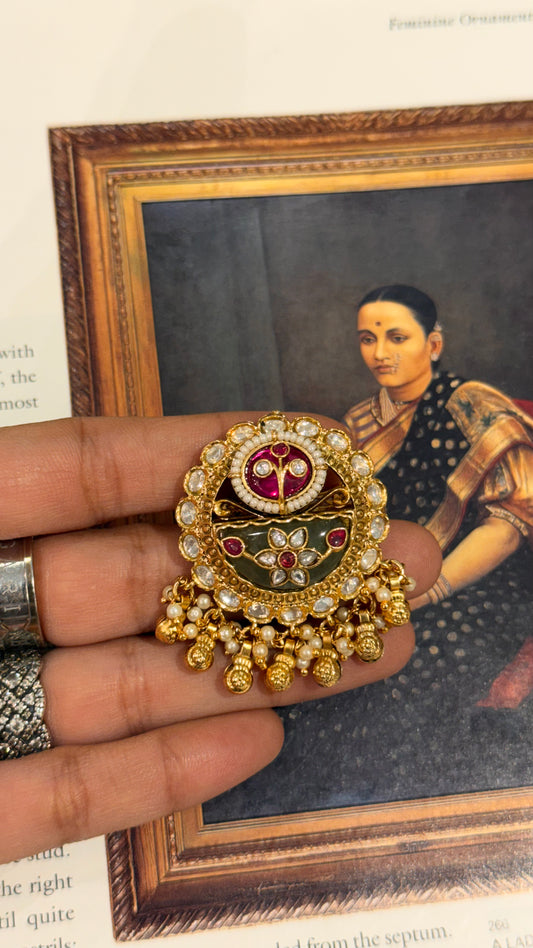 Mint & Rani pink Rajwada Nakshi ring