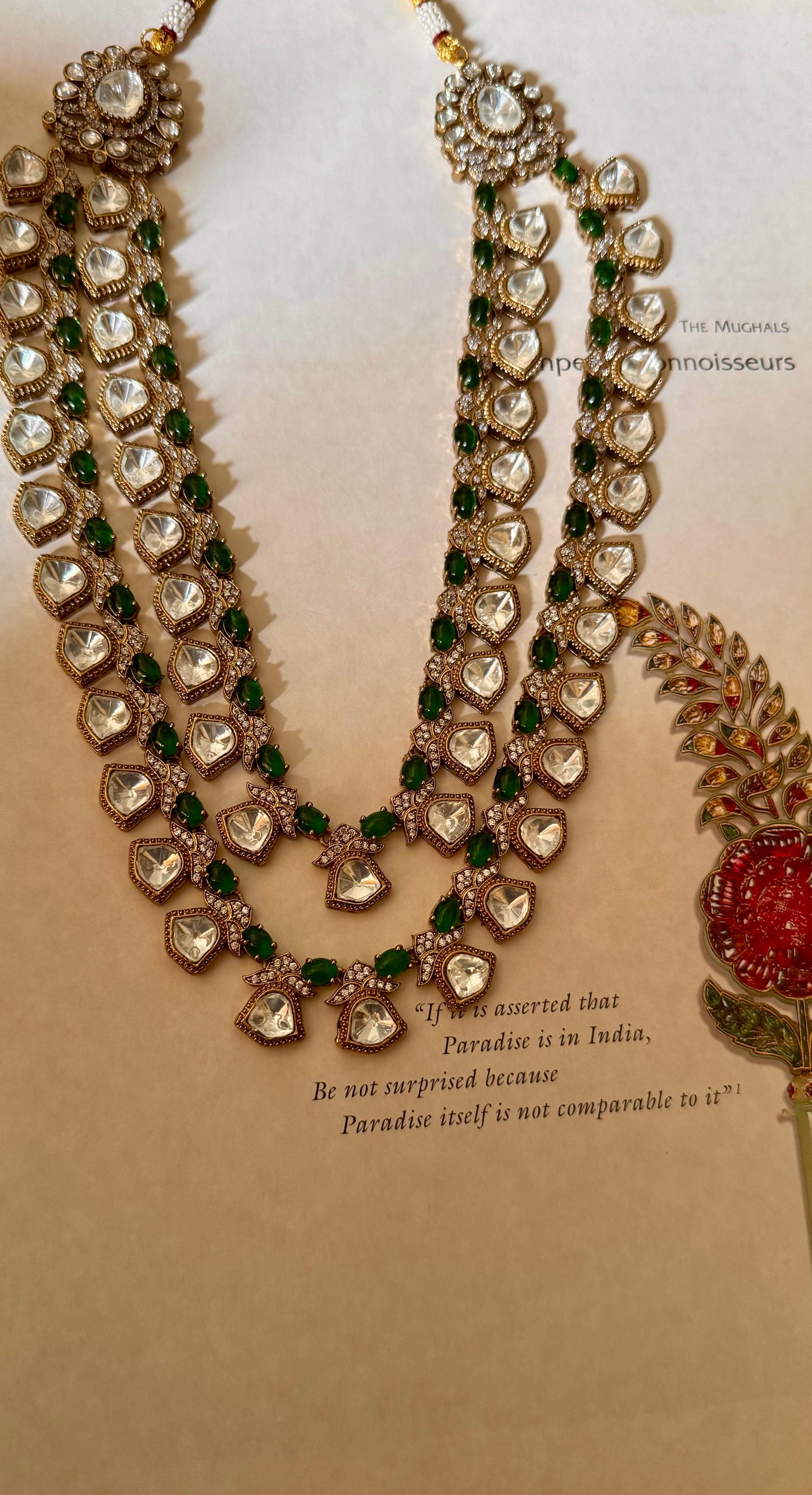Emerald dual layered moissanite necklace