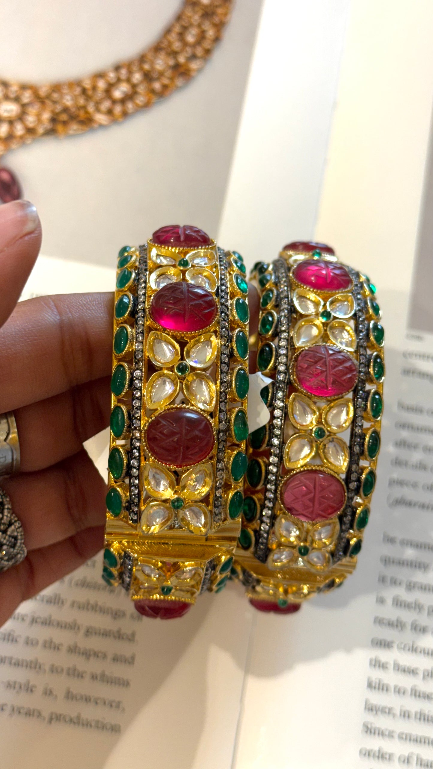 Ruby emerald real stones nakashi bangles
