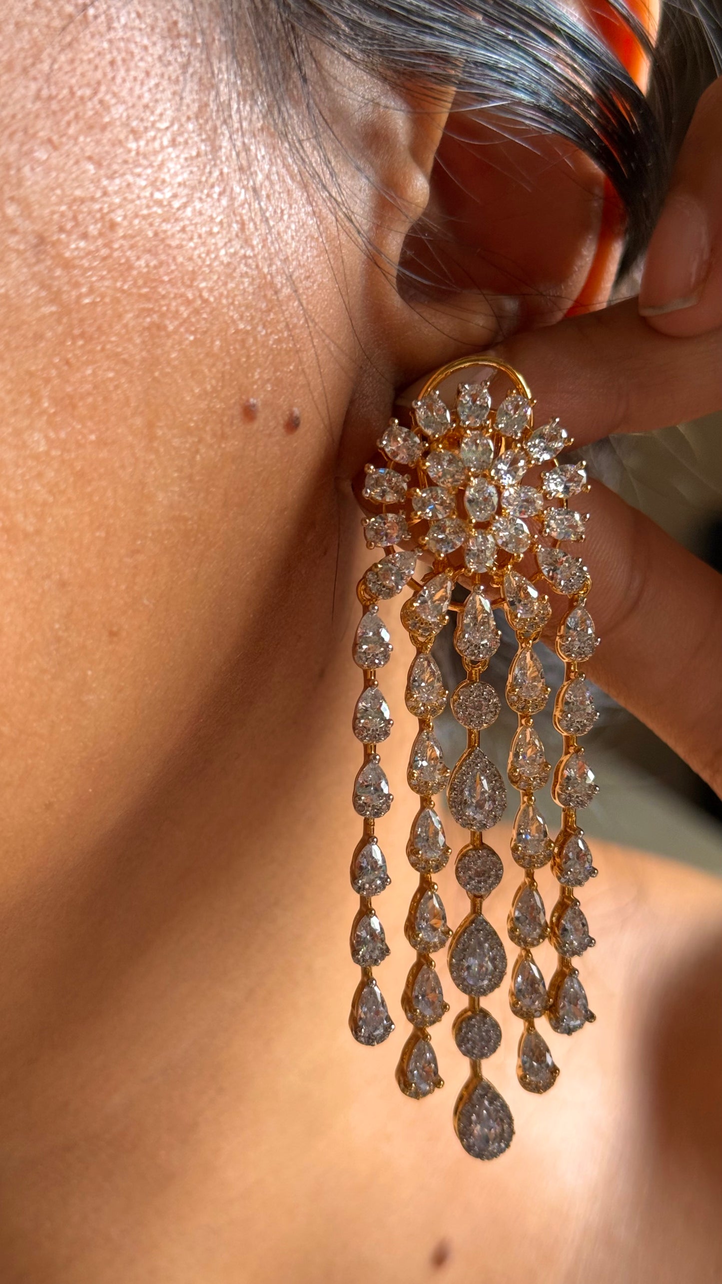 Cz diamond doublets gold polish designer collar necklace
