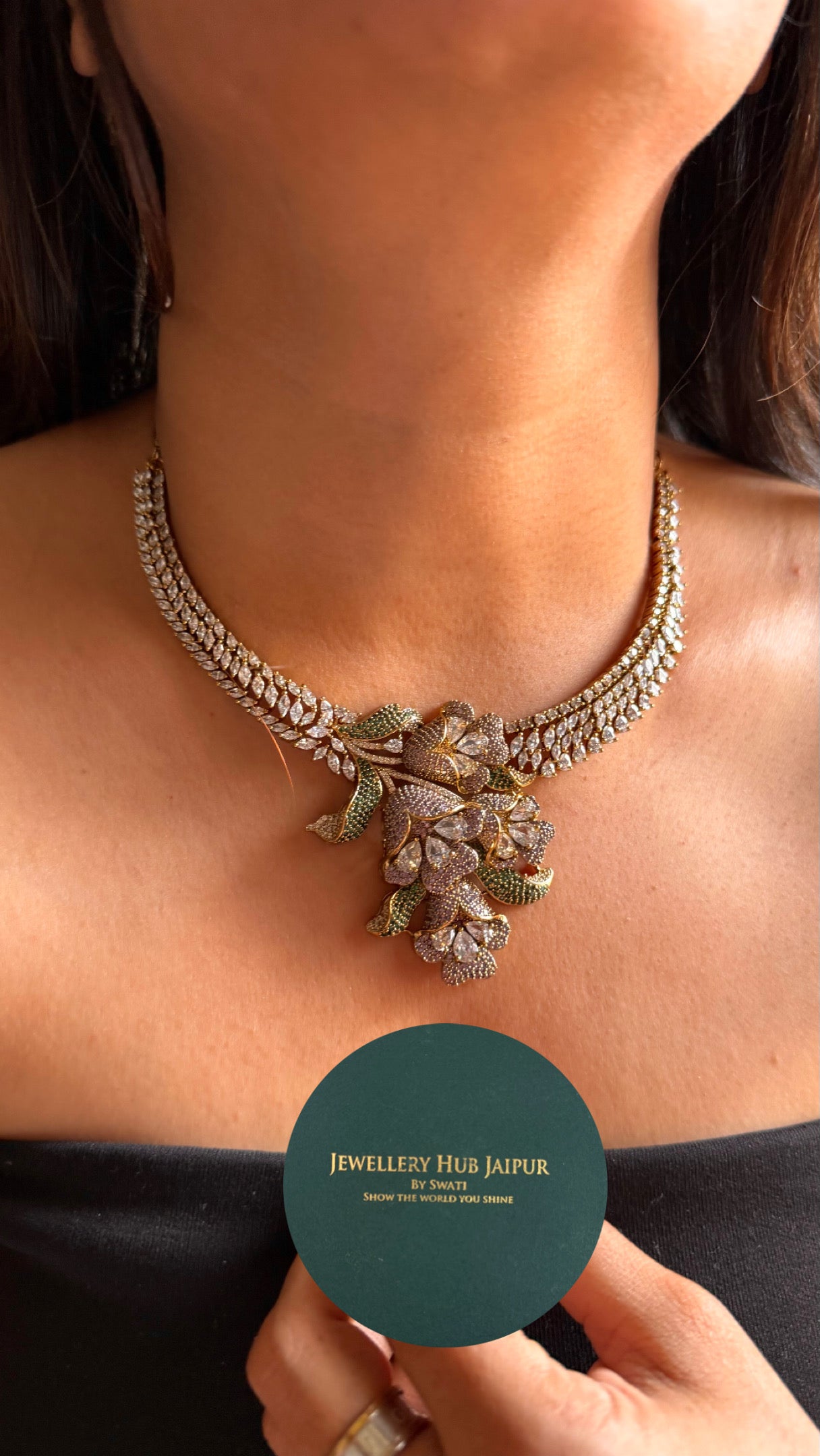 Tanzanite floral designer cocktail Necklace