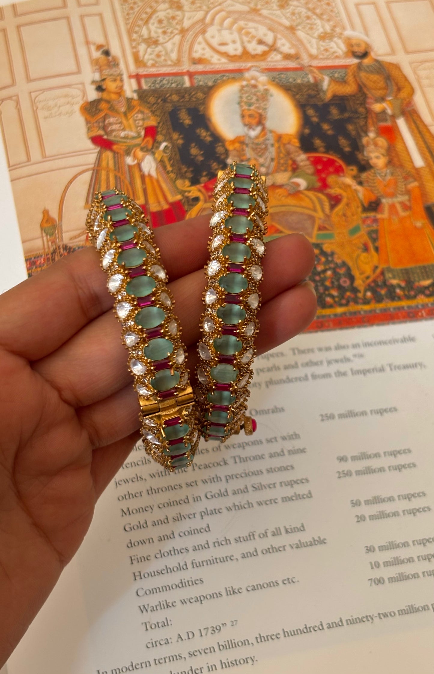 Mint &. Rani pink ruby Moissanite victorian bangles