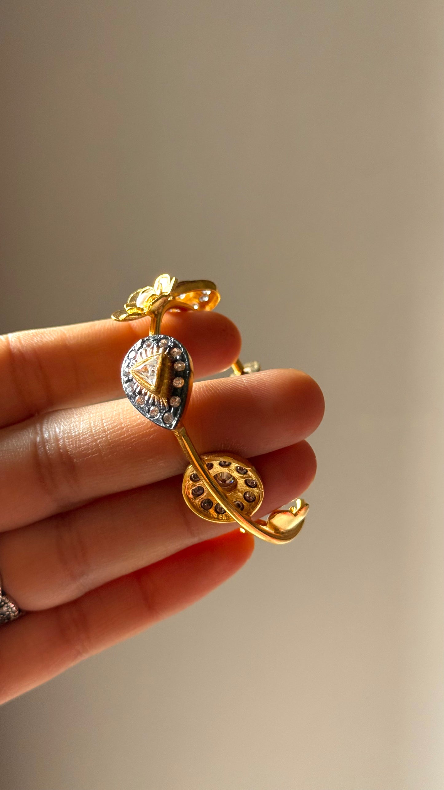 24kt Dubai Gold inspired reverse polki designer loops