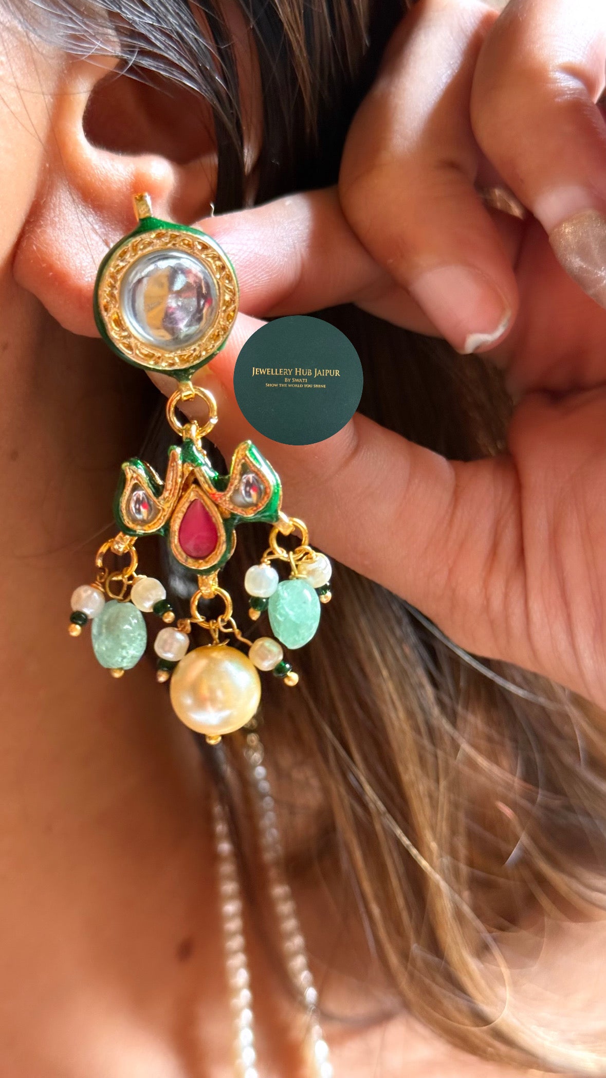 Dual layer mint & pearl drops dedicated paachi set