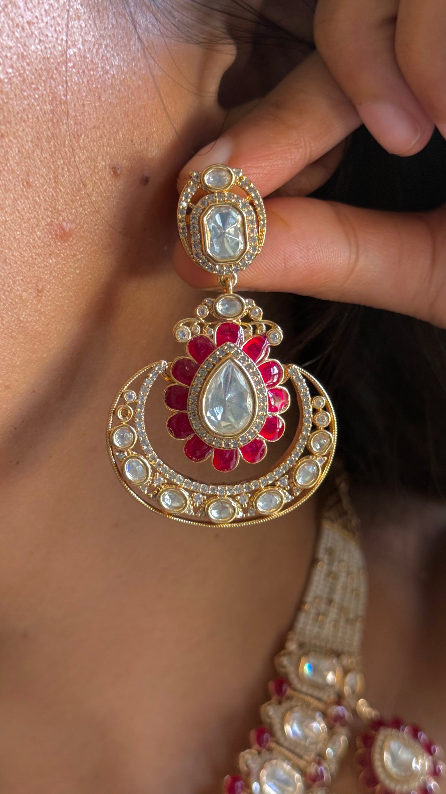 Ruby Emerald choker and collar necklace combo