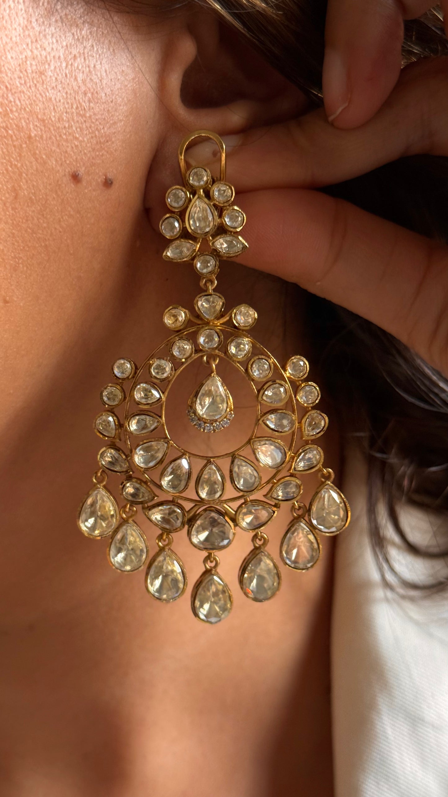 Peeli polki chandbali earrings