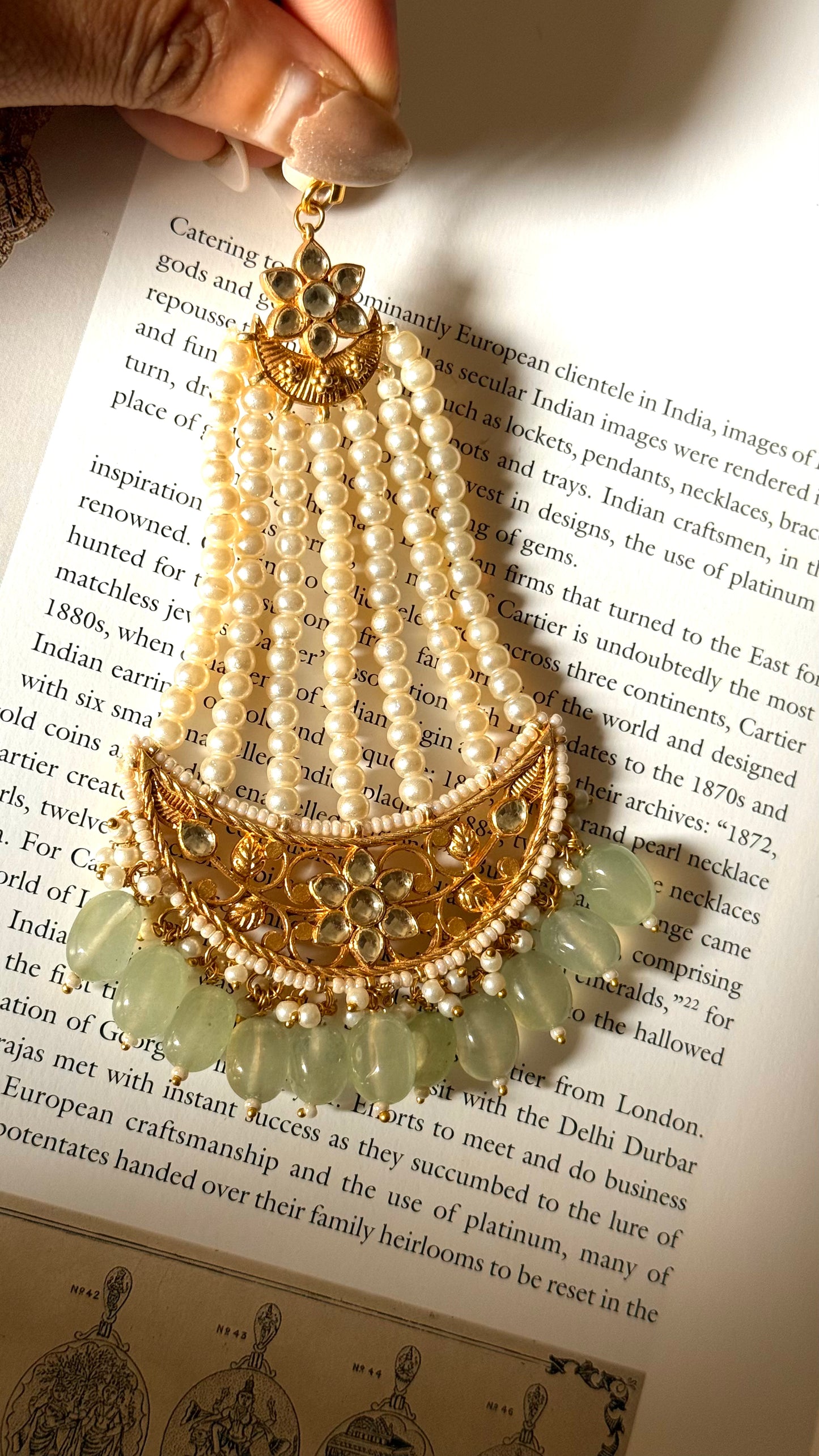 Paachi Heritage pearl with mint drop passa