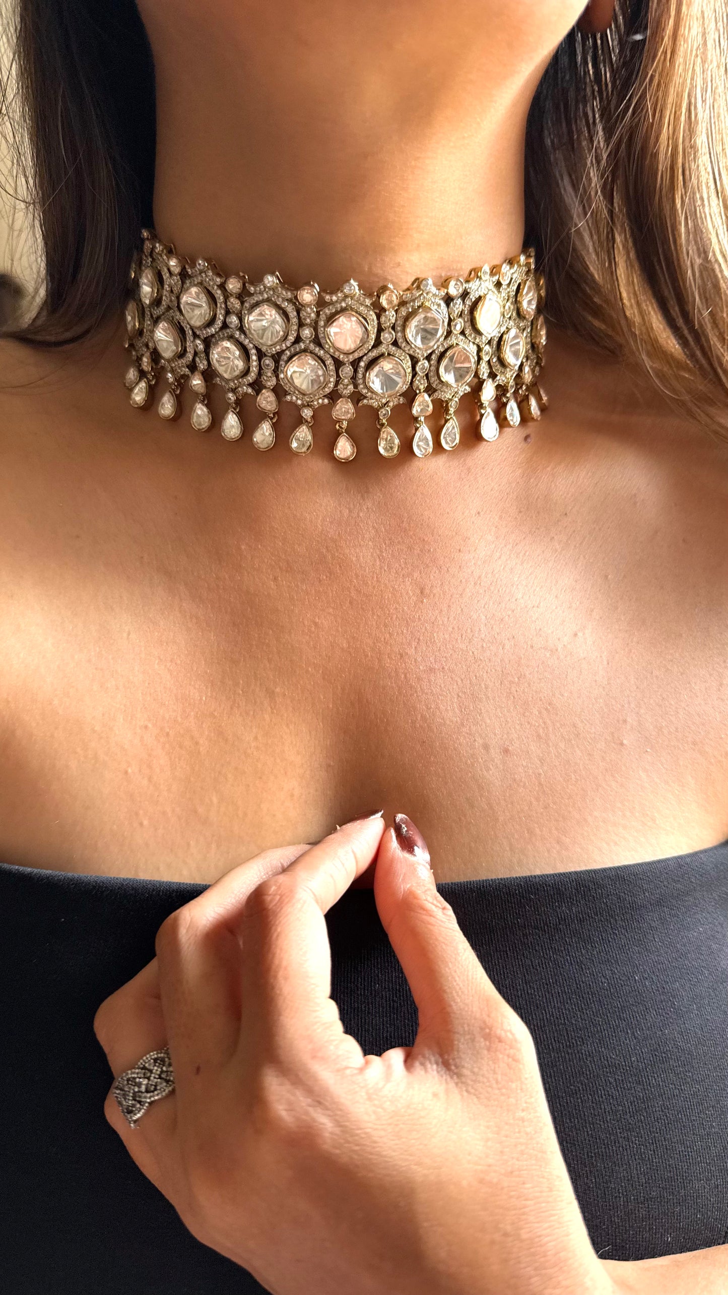Rakshi Moissanite polki choker set