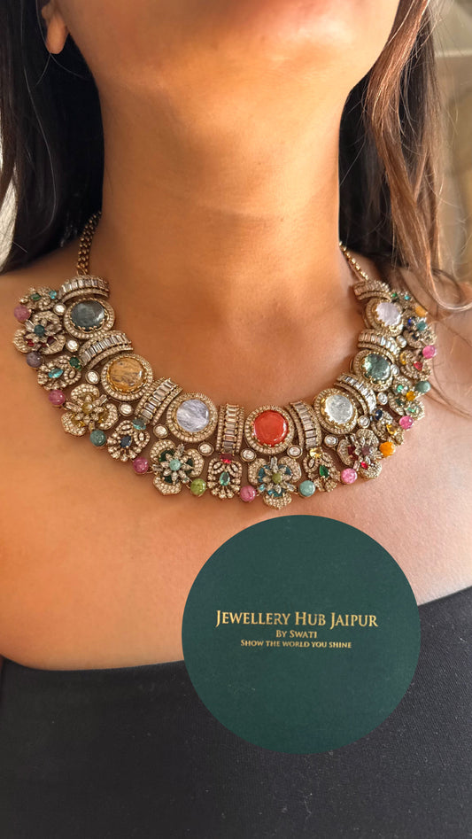Sabyasachi inspired vintage real stone necklace