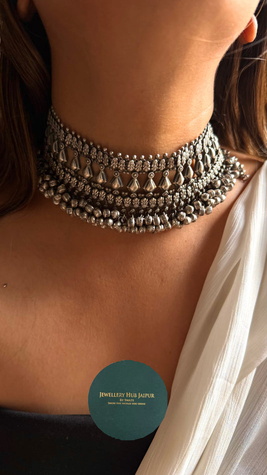 Sambha Tribal Oxidised Ghungroo Choker