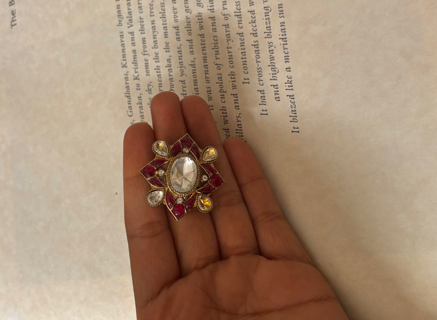 Ruby takkar work adjustable ring