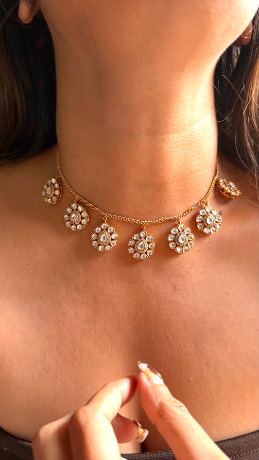 Moissanite polki floral minimal set