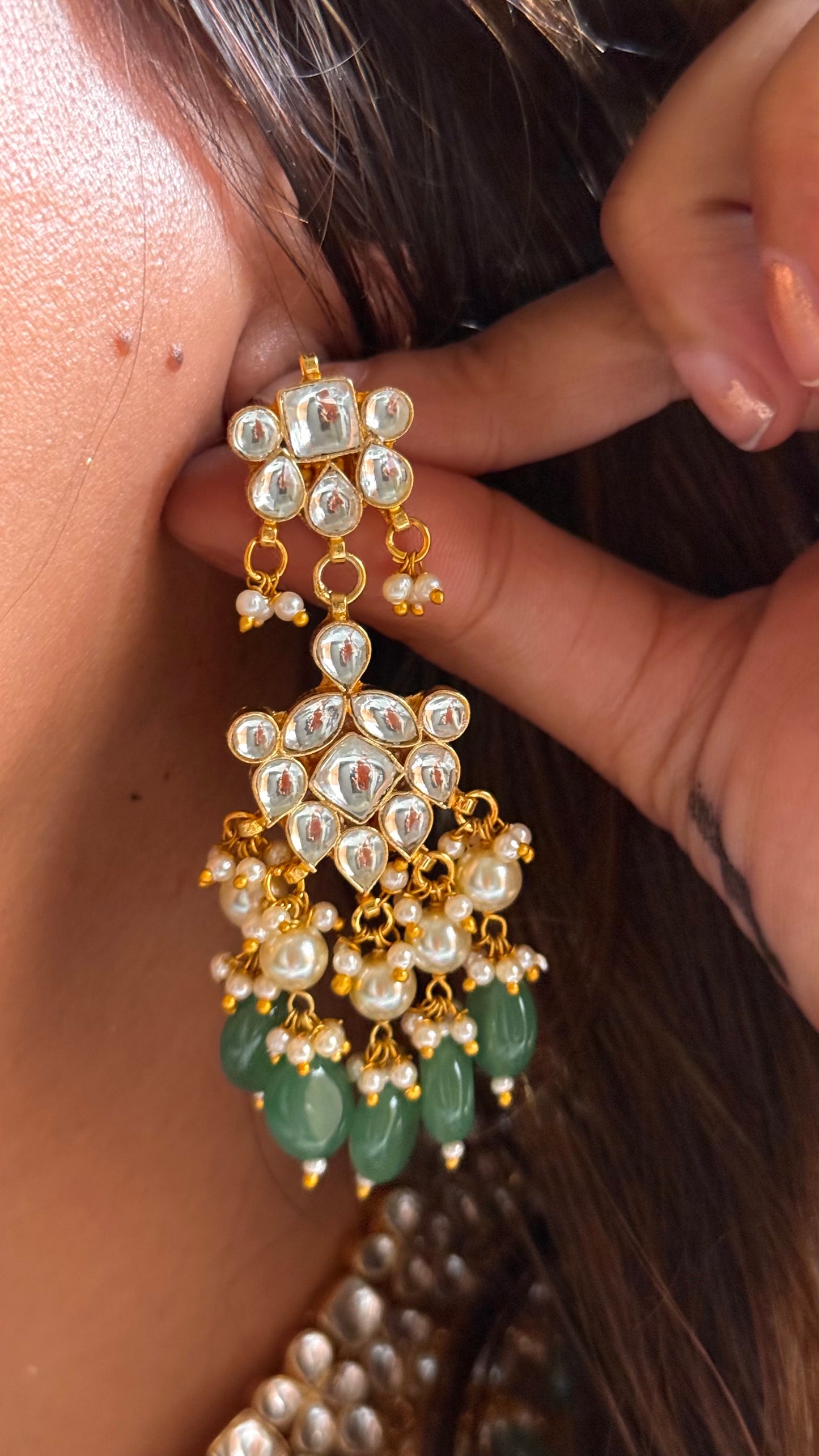 Paachi Kundan jadau with strawberry drops collar necklace