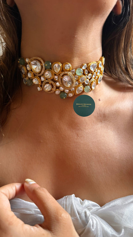 Shades of mint polki choker set
