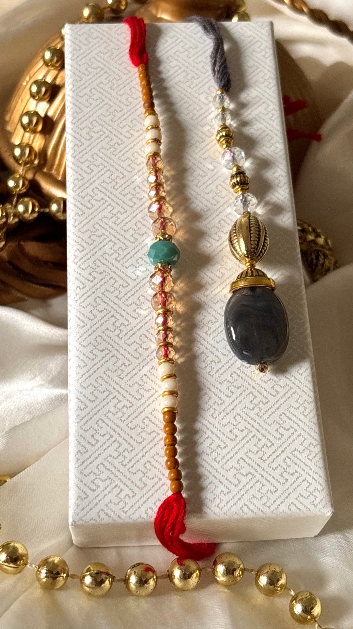 Bhaiya bhabhi lumba granite designer stone oxidised rakhi ( shipping will be extra )
