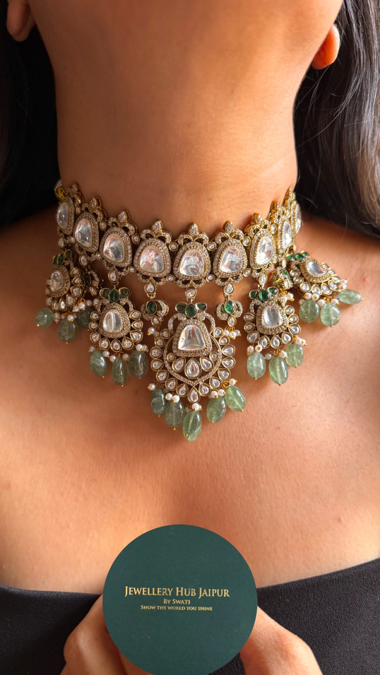 Bridal asia with real mint strawberry drops Necklace