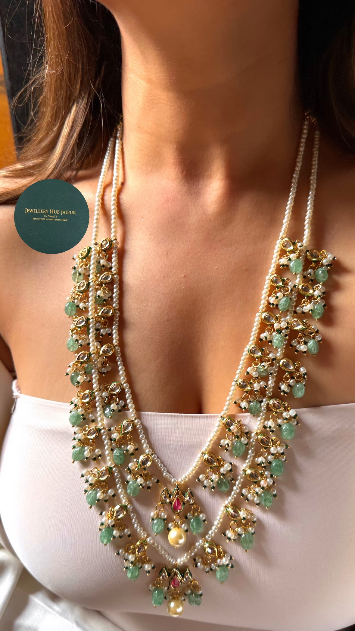 Dual layer mint & pearl drops dedicated paachi set