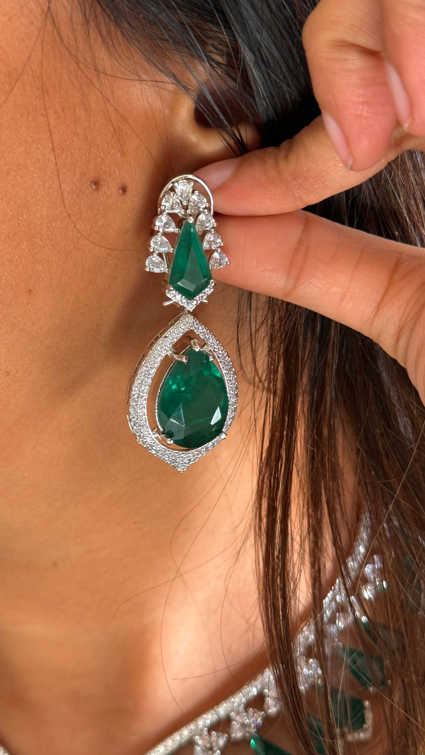 Emerald cz diamond statement necklace