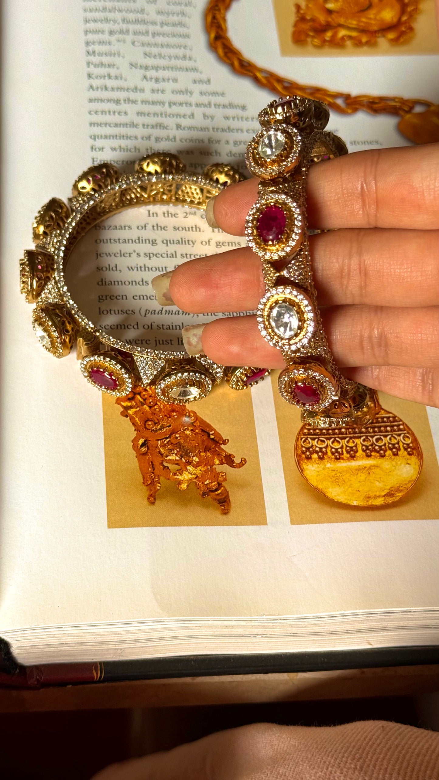 Rani pink ruby with Moissanite polki openable bangles