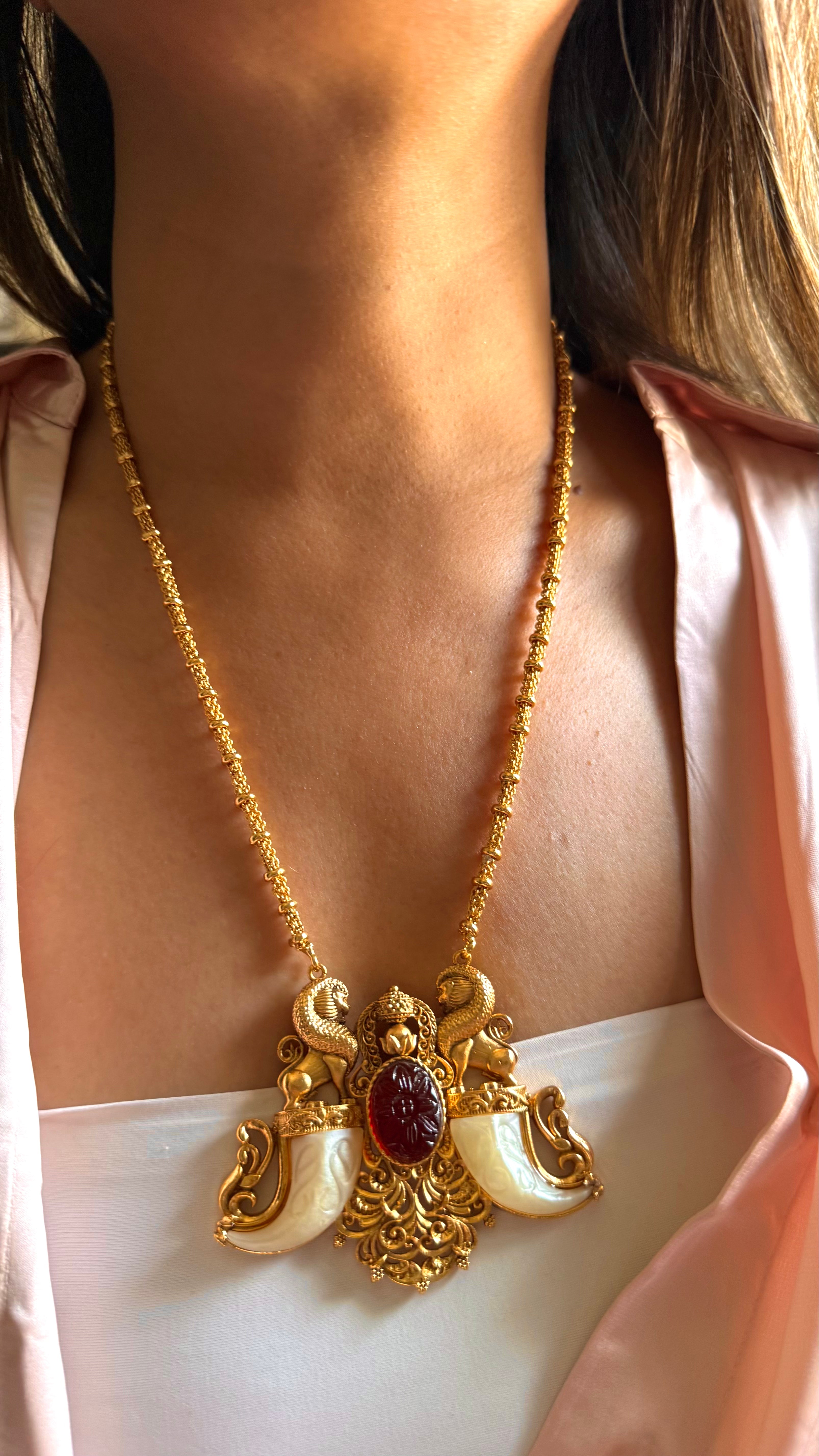 Sabhyasachi inspired ruby inlay pendant