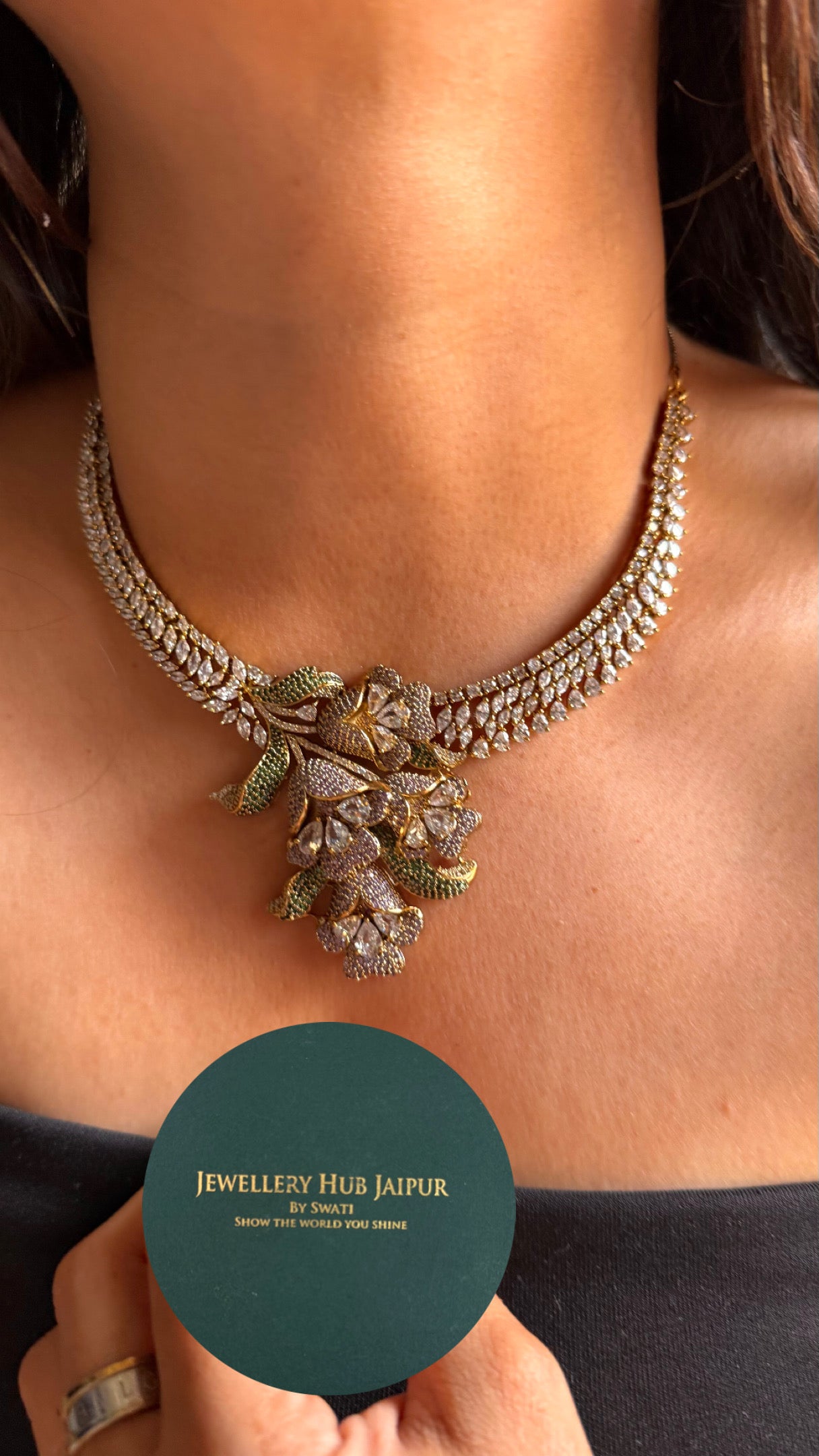 Tanzanite floral designer cocktail Necklace
